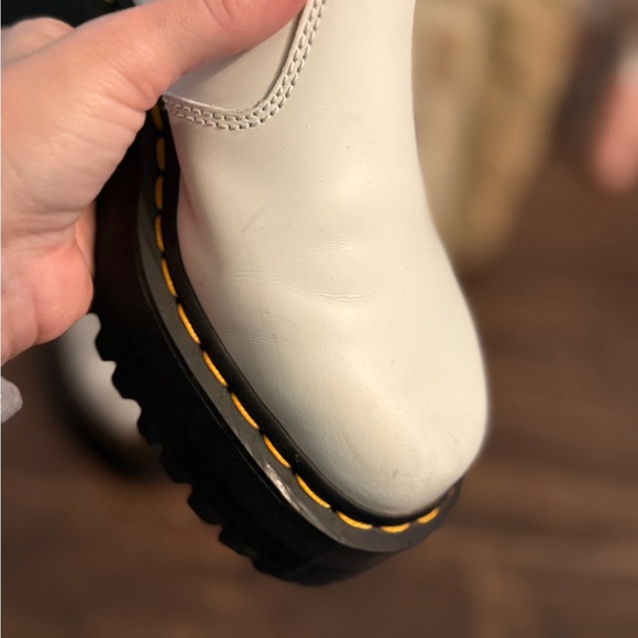 Dr. Martens White Quad Chelsea Platform Boots